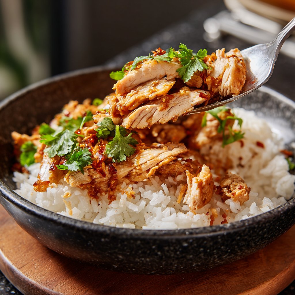 High Protein Bowl mit Reis und Hähnchen