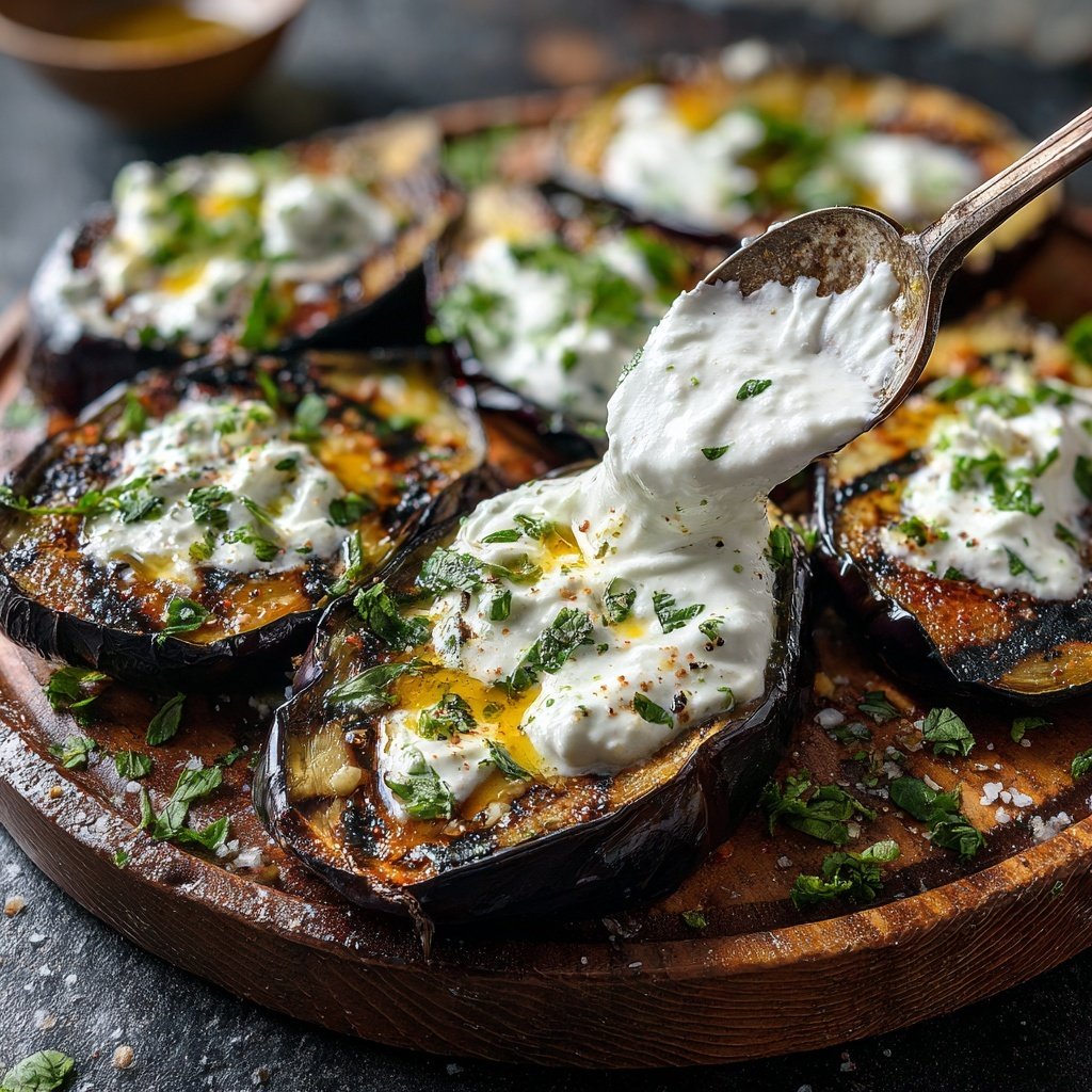 Gegrillte Auberginen Mit Joghurt Dip