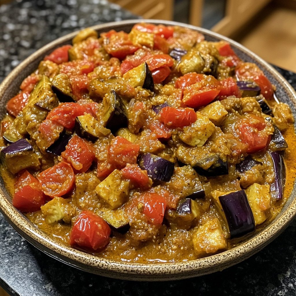 Curry mit Aubergine und Tomaten