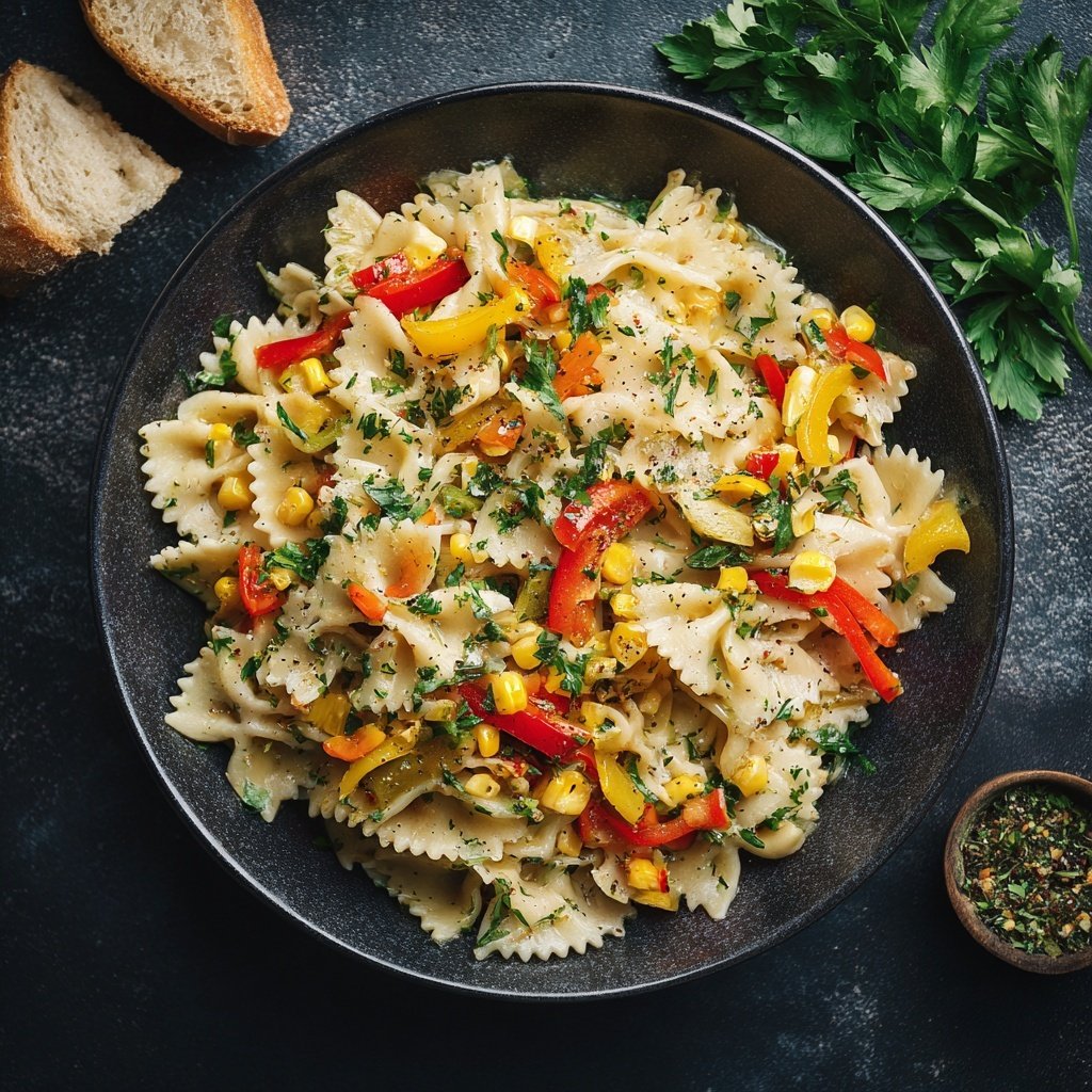 Mediterraner Nudelsalat Mit Mais