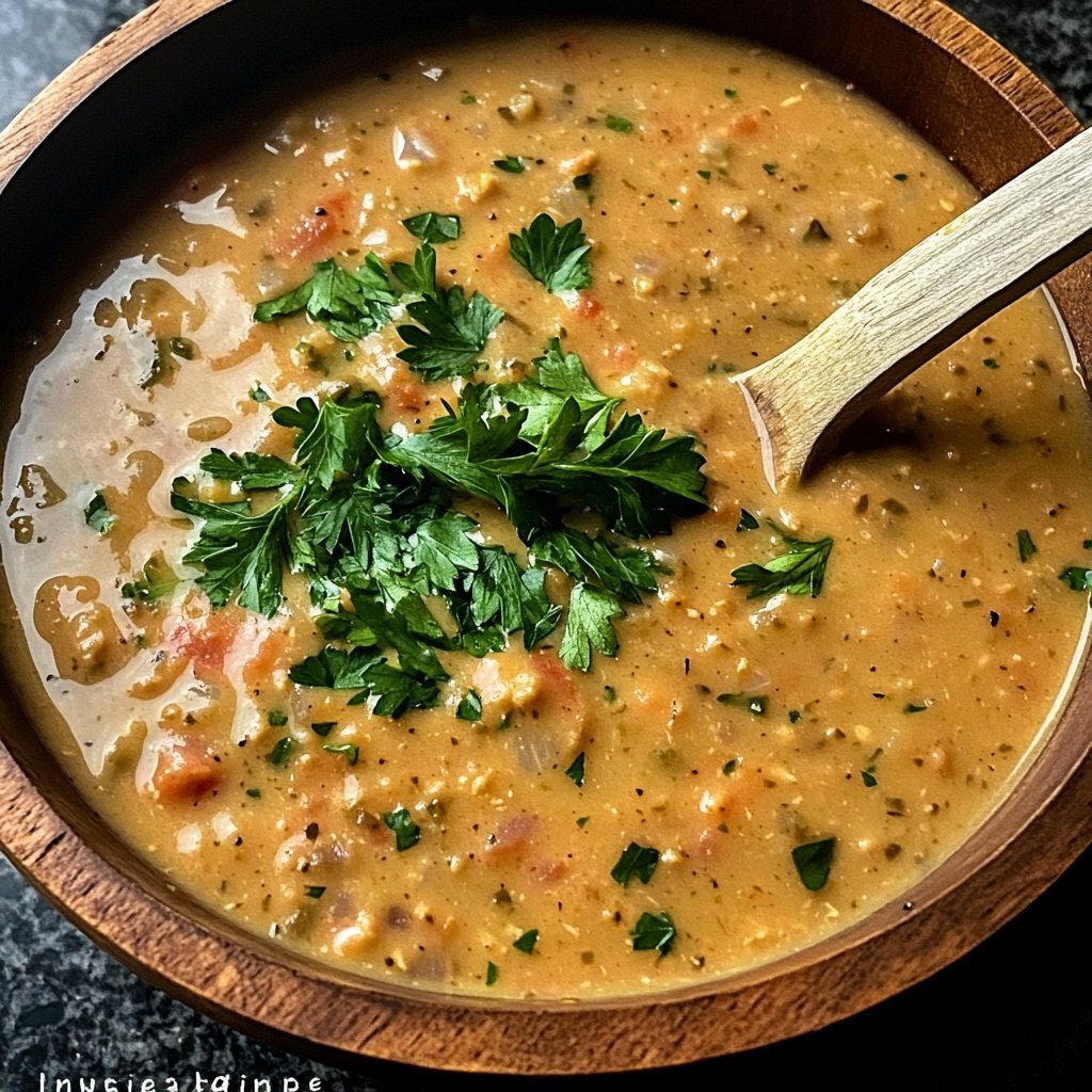 Linsensuppe mit Petersilie